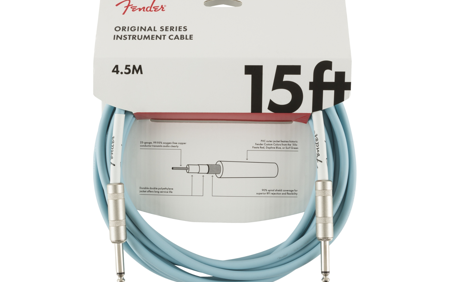 Fender Original Series Instrument Cable 15 (4,5m) Daphne Blue